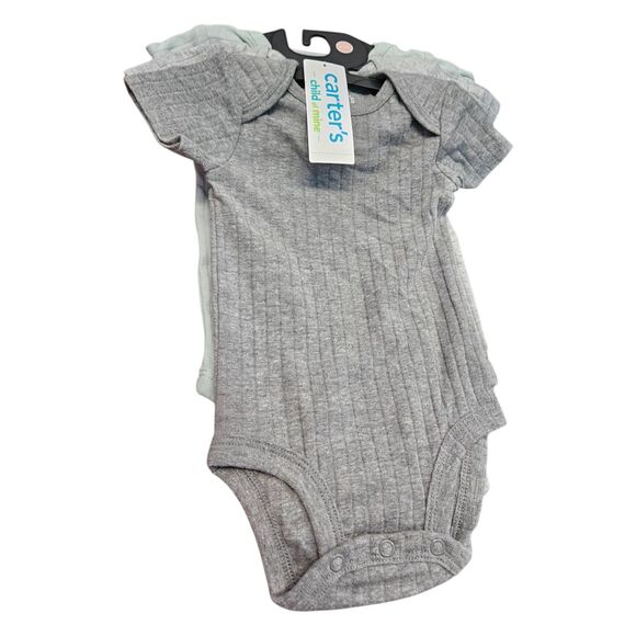 Carter's 3 Piece One Piece Set NEW WITH TAGS Boys Size 0-3 Months Gray and Green - Picture 3 of 8